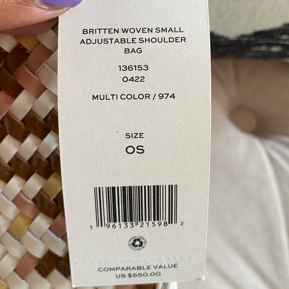 Tory Burch Britten Multicolor Cream & Pink Woven Small Adjustable Shoulder Bag - Picture 15 of 15